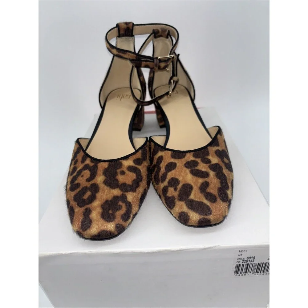 Cabi Kiki Leopard Animal Print Ankle Strap Brown Black 6015 Block Heel Size 8